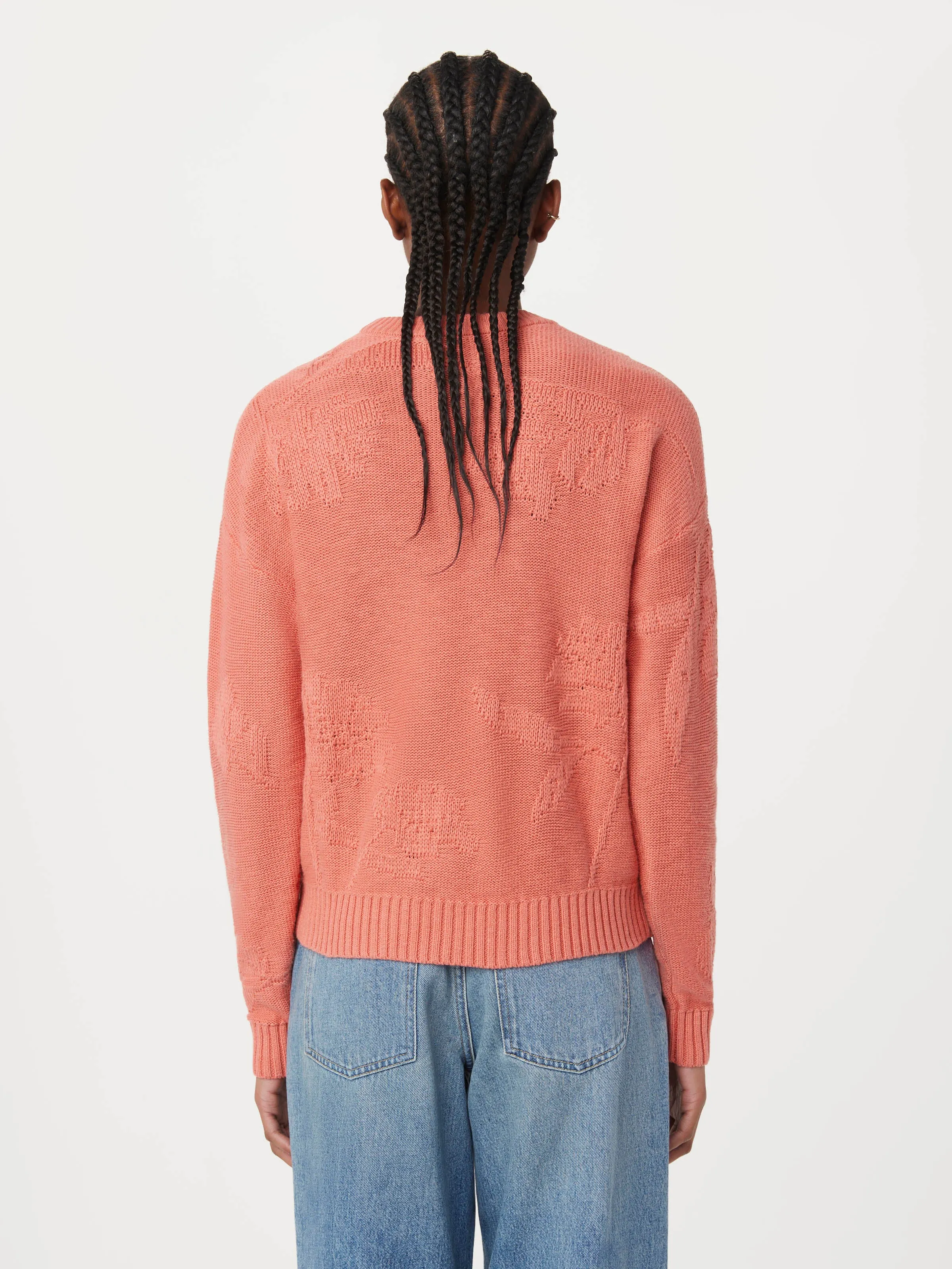 The Floral Jacquard Sweater in Fade Rose