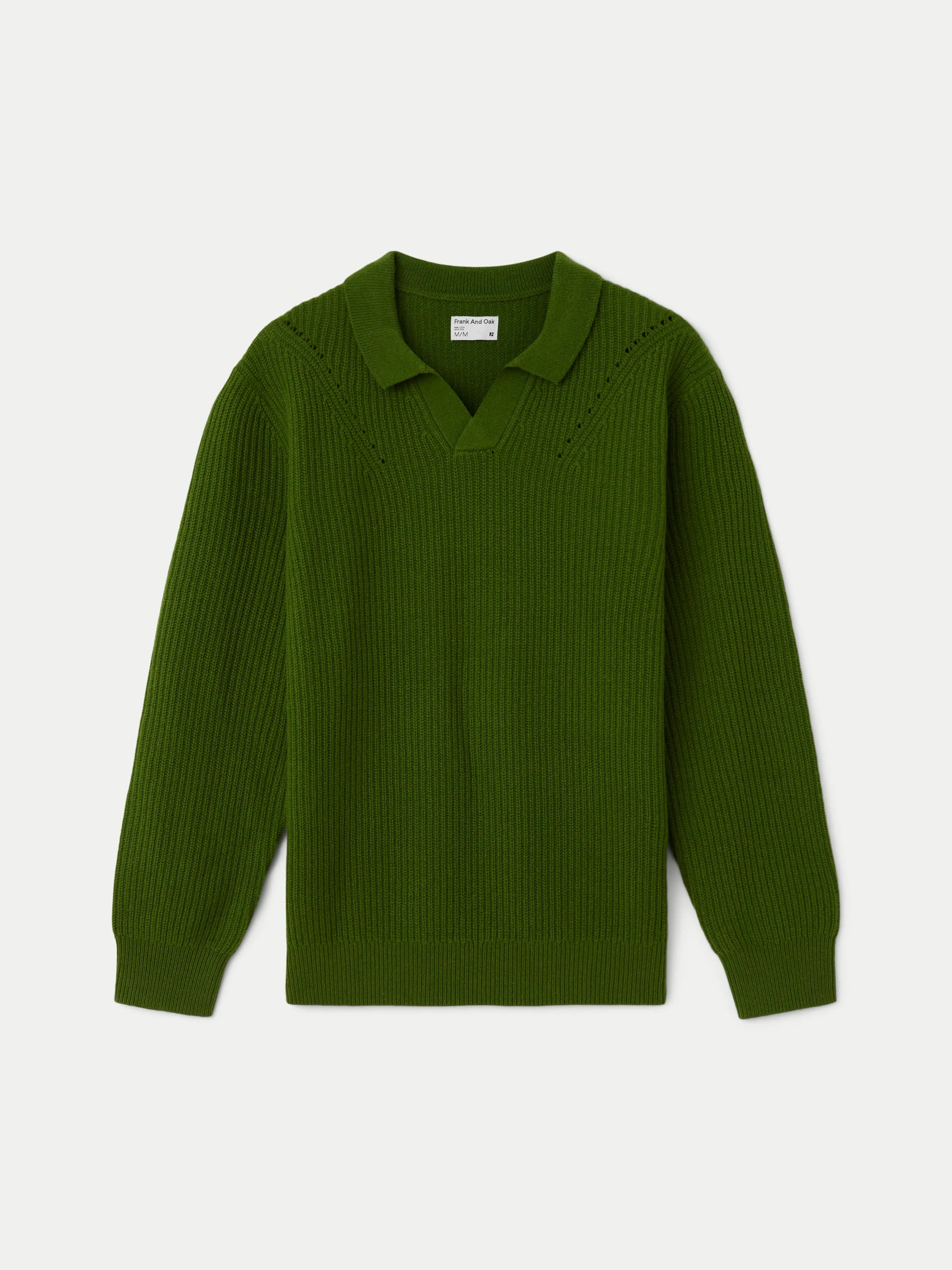 The Lambswool Johnny Collar Sweater in Green