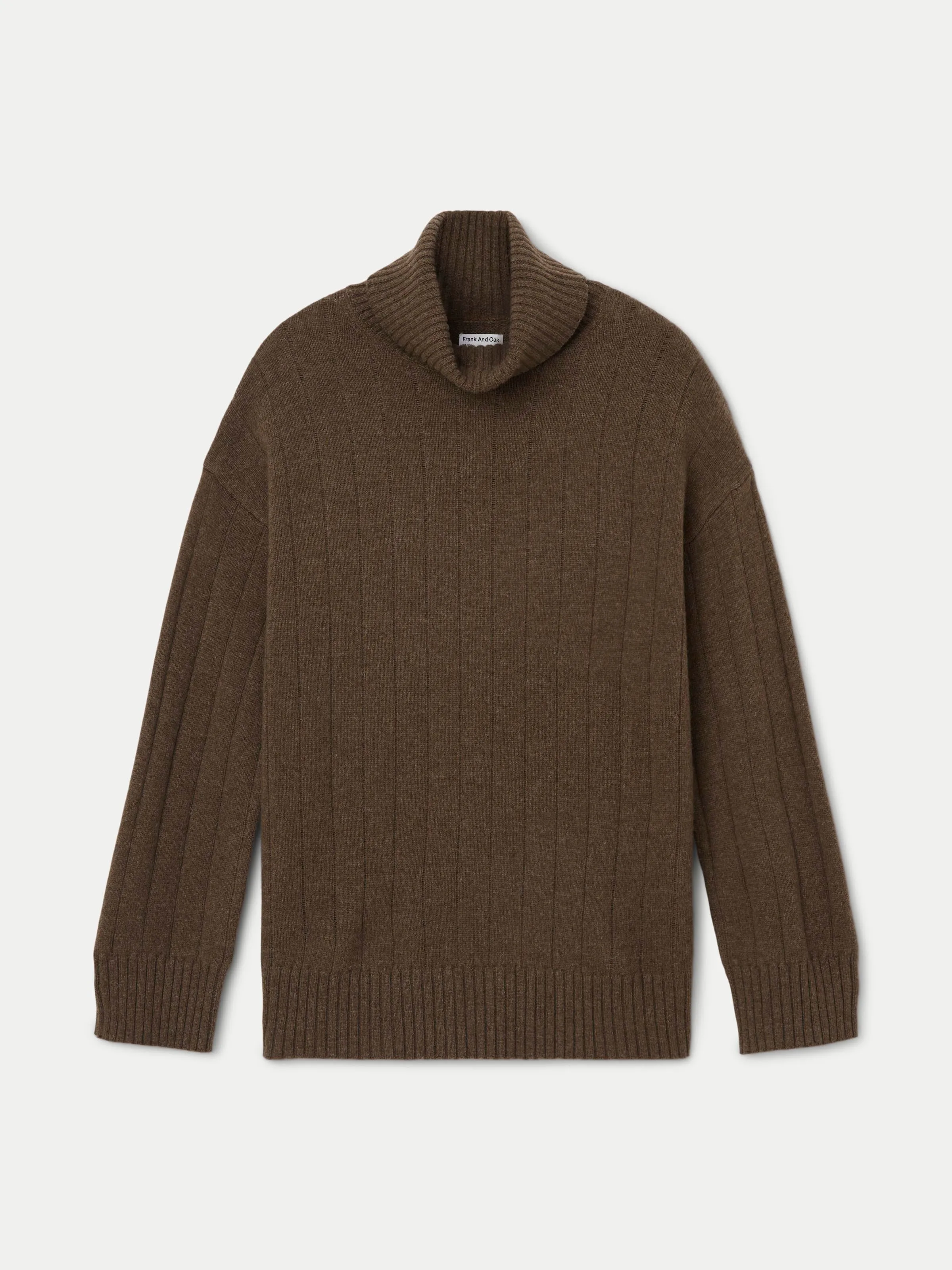 The Lambswool Turtleneck Sweater in Chocolate Brown