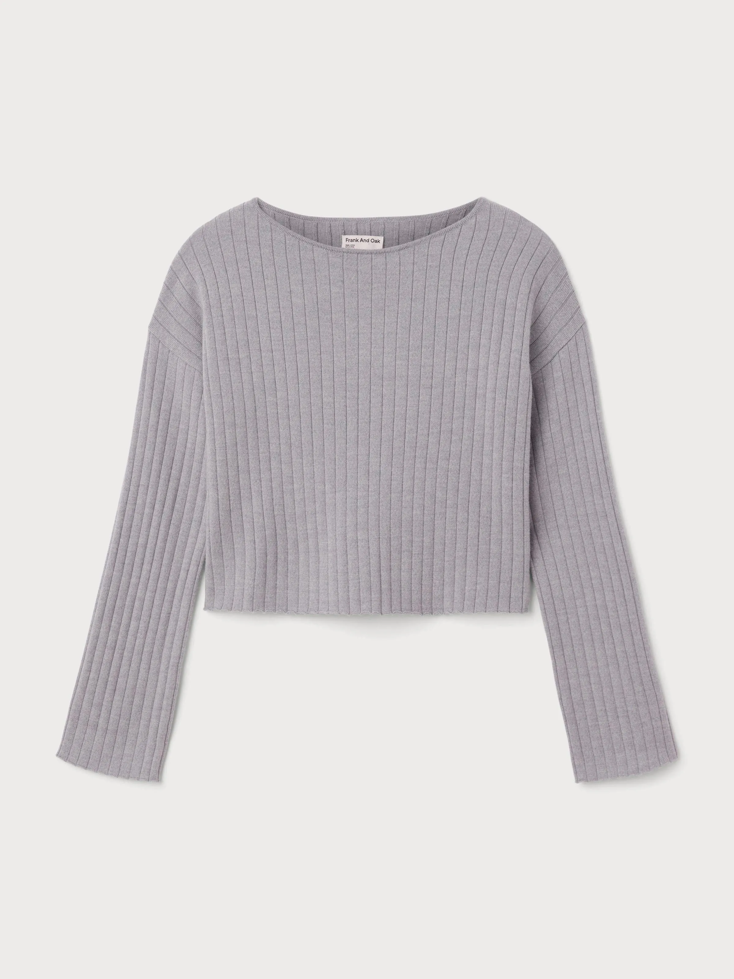 The Merino Wool Cropped Sweater in Light Grey