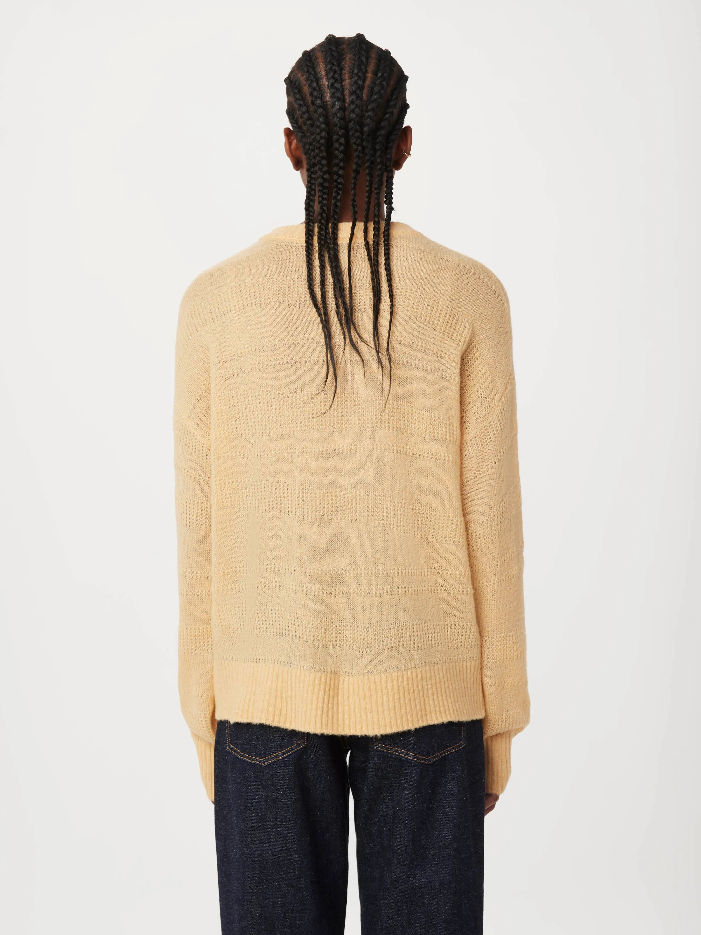 The Openwork Crewneck Sweater in Sandy Beige