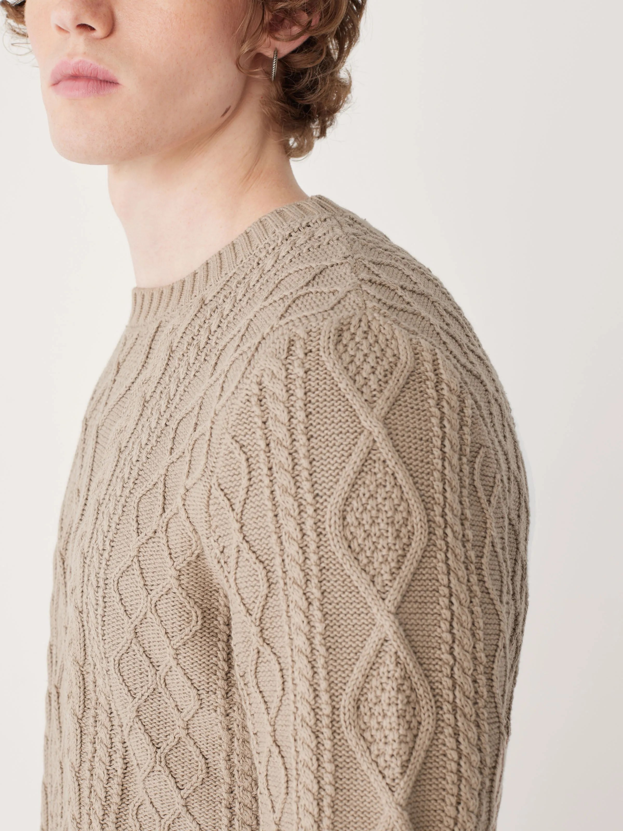 The Organic Cotton Cable Sweater in Sand