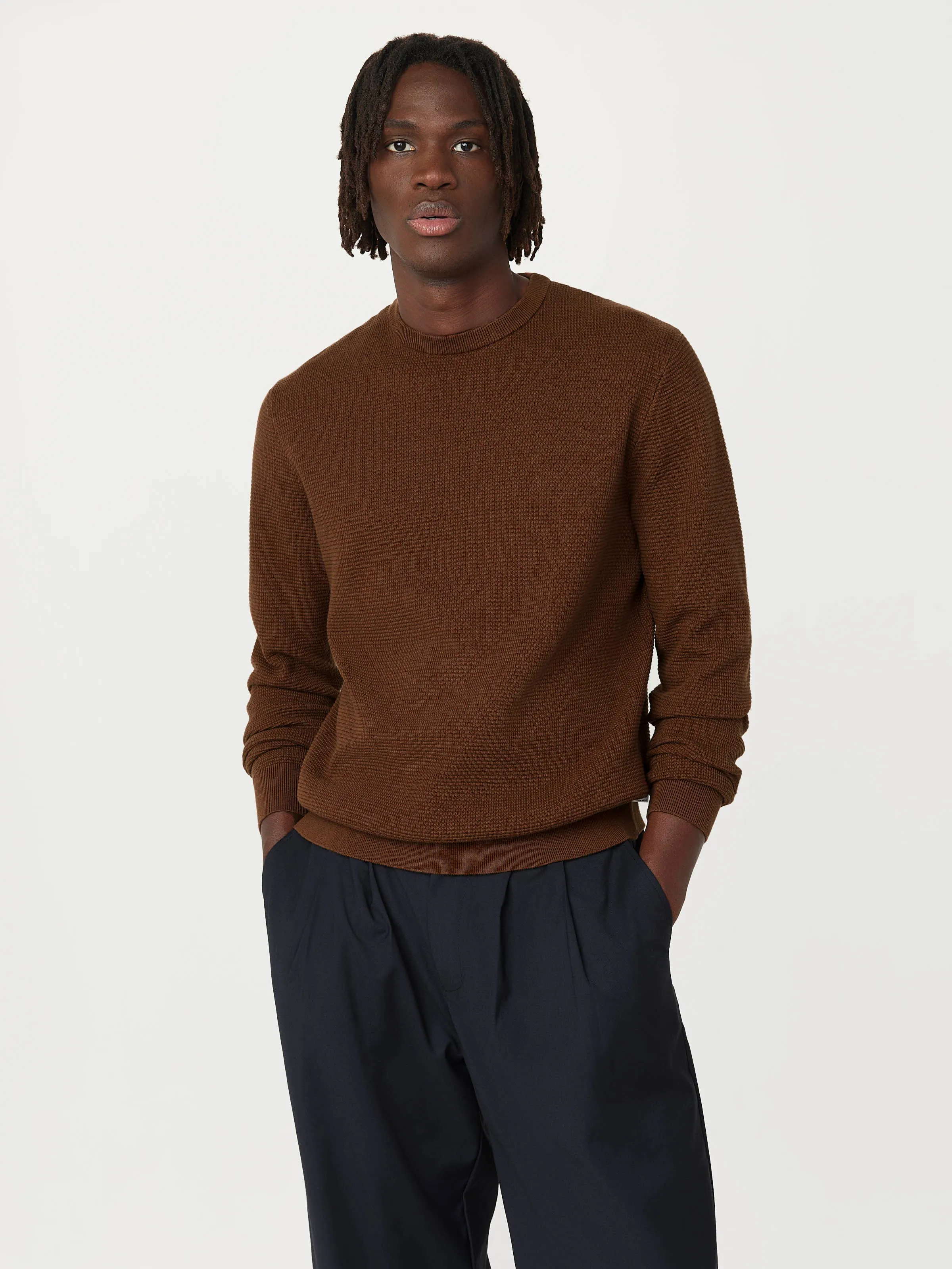 The Waffle Crewneck Sweater in Cappuccino