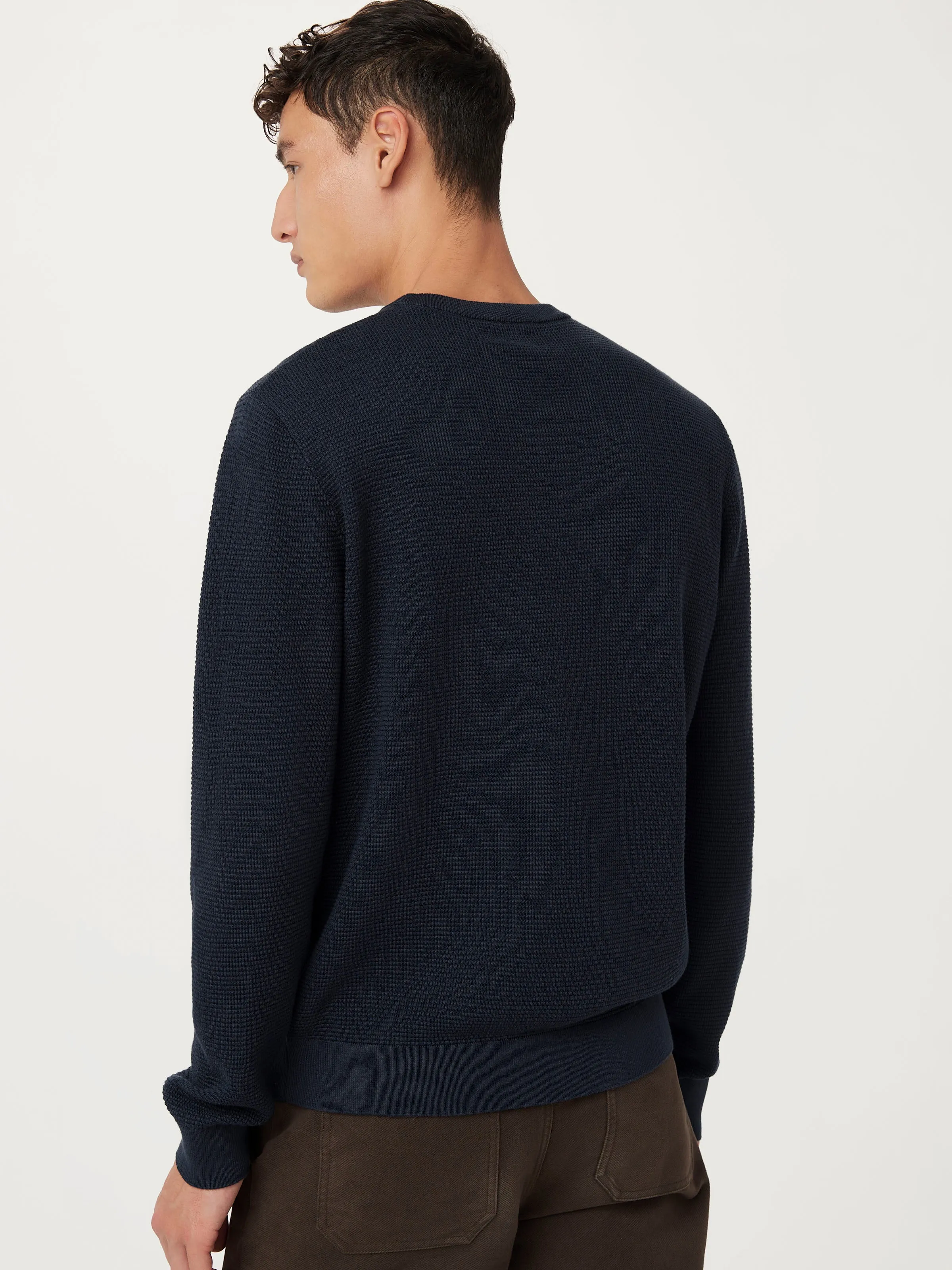 The Waffle Crewneck Sweater in Midnight Blue