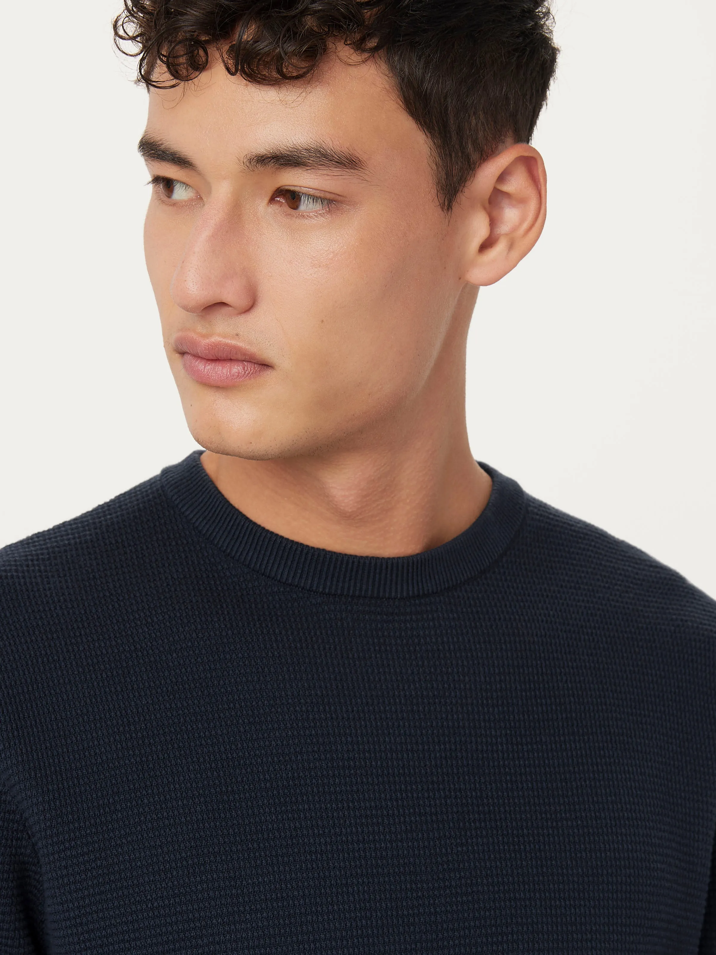 The Waffle Crewneck Sweater in Midnight Blue