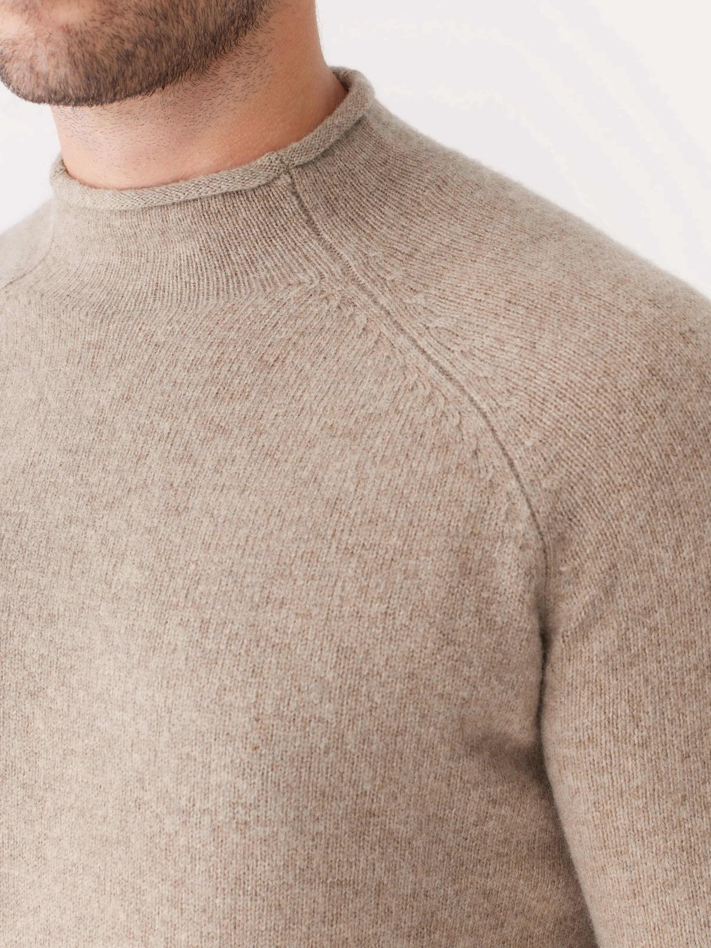 The Yak Wool Mockneck Sweater in Sandstone