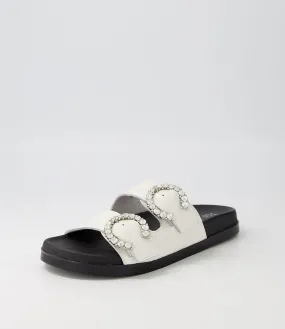 TOP END Rennes White Wrinkle Patent Sandals