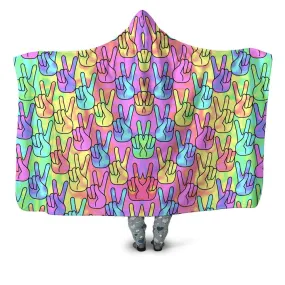 Trippy Peace Signs Hooded Blanket