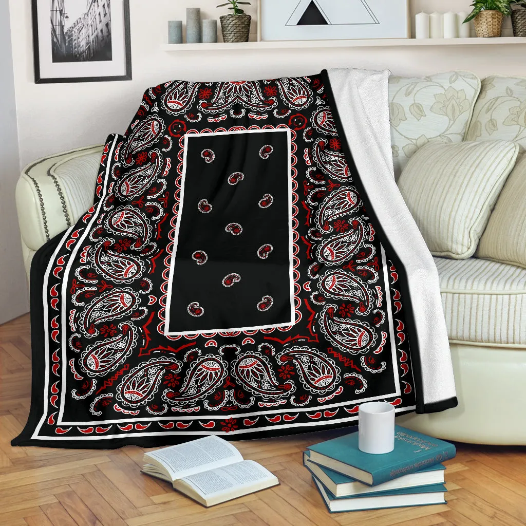 Ultra Plush Wicked Black Bandana Throw Premium Blanket