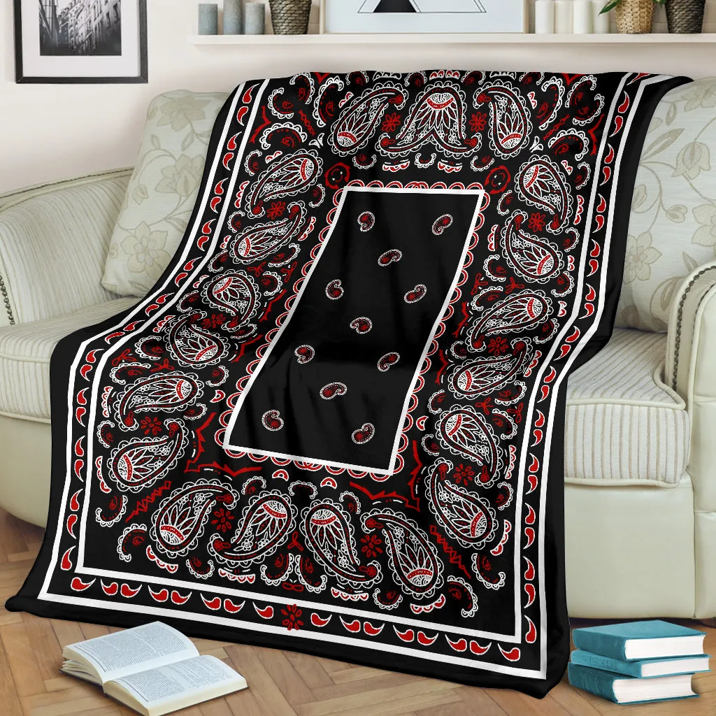 Ultra Plush Wicked Black Bandana Throw Premium Blanket