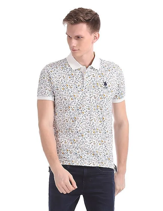 U.S. Polo Assn. Floral Print Pique Polo Shirt