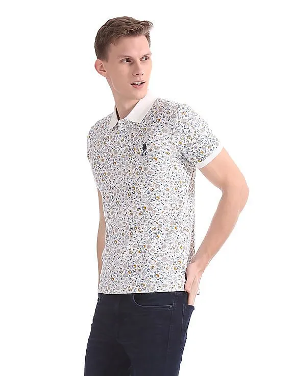 U.S. Polo Assn. Floral Print Pique Polo Shirt