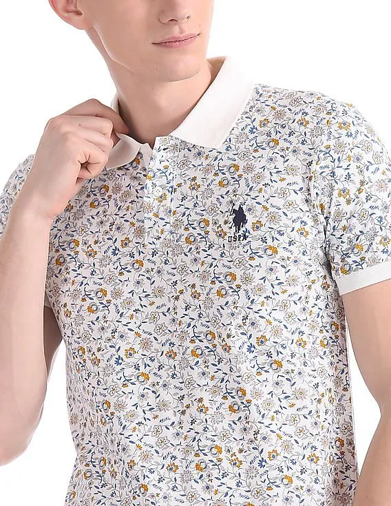 U.S. Polo Assn. Floral Print Pique Polo Shirt