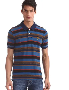 U.S. Polo Assn. Men Country Blue Pique Striped Polo Shirt