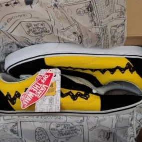 Vans old skool x peanuts charlie brown yellow/black good grief all new womens