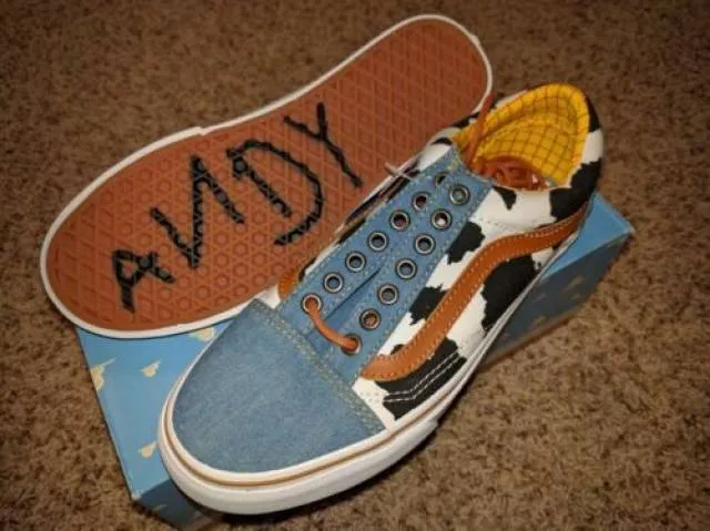 Vans old skool x toy story woody cowboy denim disney cow print low andy all new