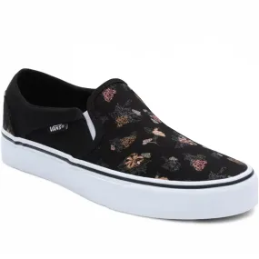 Vans Womens Asher Slip On Low Rise Canvas Trainers - Floral