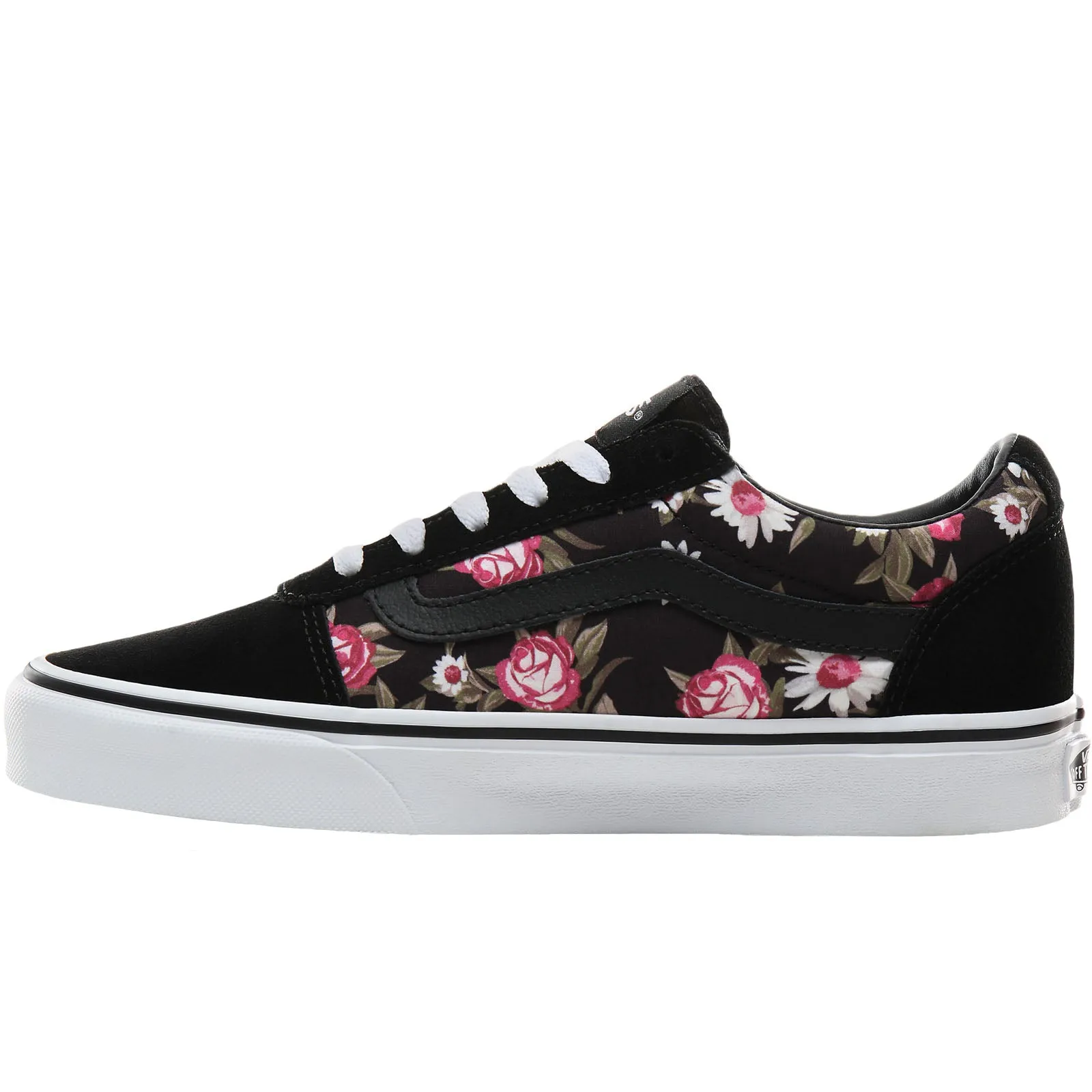 Vans Womens Ward Low Rise Floral Suede Trainers - Black