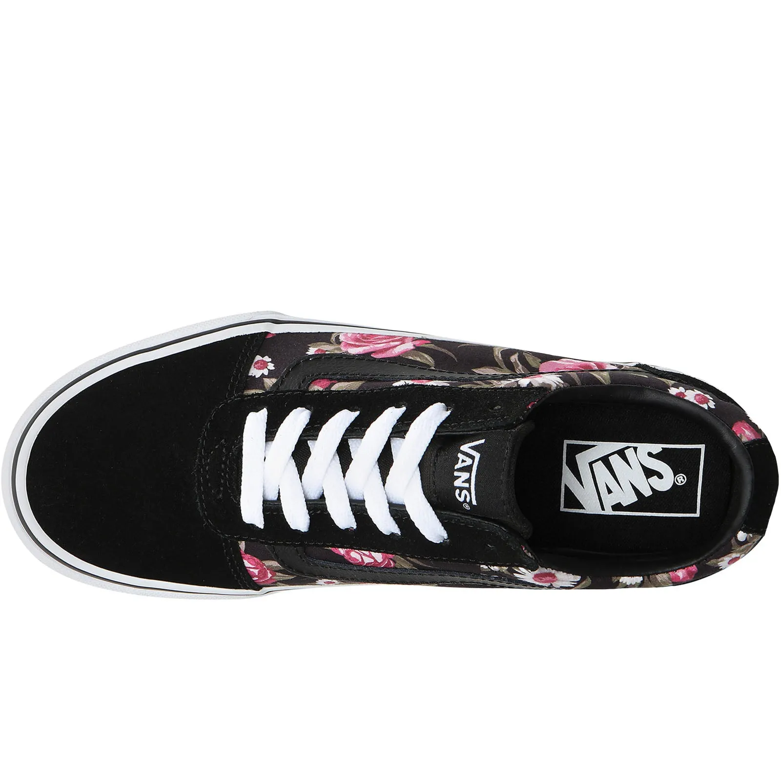 Vans Womens Ward Low Rise Floral Suede Trainers - Black