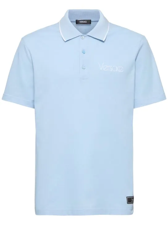 Versace   Logo cotton piquet polo 