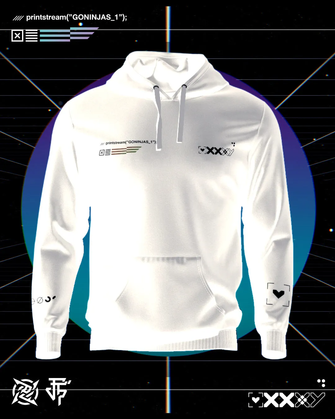 White Printstream Hoodie