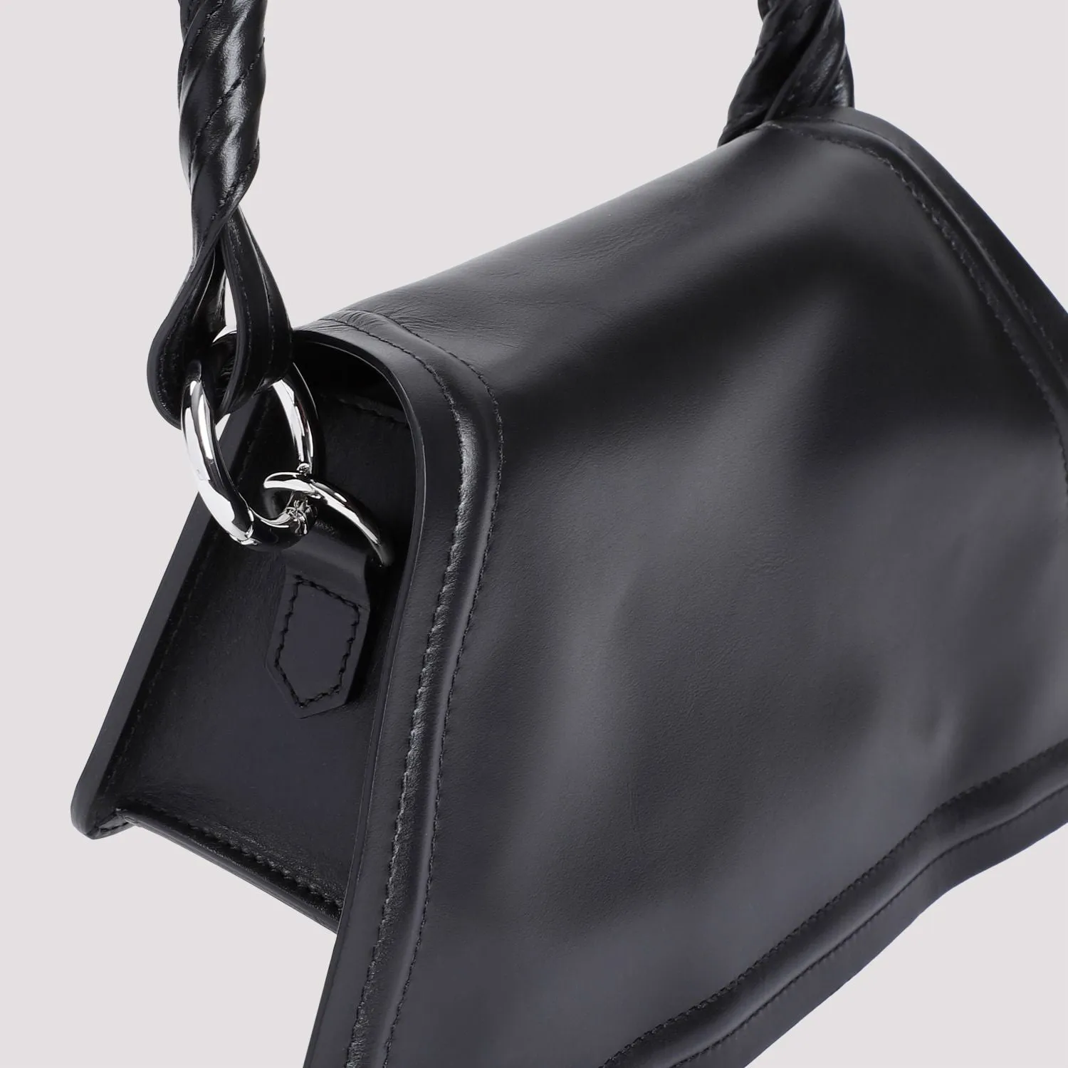 Y/PROJECT Mini Black Leather Crossbody Bag for Women, 19x13x8 cm