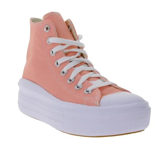 Zapatillas altas de mujer Converse Chuck Taylor All Star Move fabricadas en lona en color albaricoque o rosa